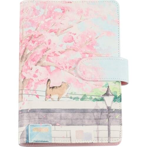 Cherry Blossom Sakura 80 Sheet A6 Loose-Leaf Notebook Journal Agenda Planner Set Stationery,Hand Account Book