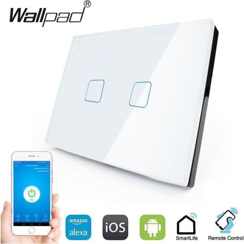 US Wifi 1 2 3 Gang Smart Light Switch Glass Frame Wallpad Alexa Google Home Tuya App Wireless Switch for US