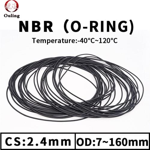 NBR O Ring Seal Gasket Thickness CS2.4mm OD7-160 Oil and Wear Resistant Automobile Petrol Nitrile Rubber O-Ring Waterproof Black