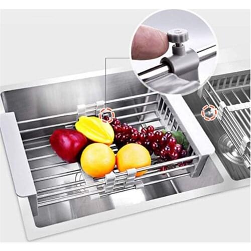 Top Quality Stainless Steel Dish Drainer Retractable Adjustable Arms Holder Functional Kitchen Sink Organizer Vegetable Fruit