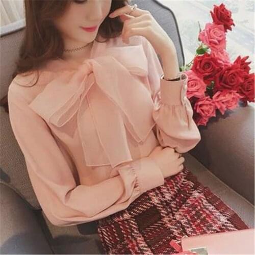Summer Elegant Women Long Sleeve Blouse Shirt 2020 Office White Blouses Ladies Tops Bow Korean Clothes Femme Blusas PZ3407
