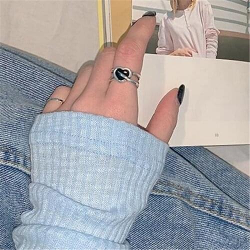 Fashion Heart Shaped Silver Color Women Open Ring Female Charm Index Finger Ring Ladies Jewelry Accessories