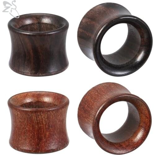 ZS 1 Pair 8-18MM Wood Ear Plug And Tunnel Double Flared Ear Guages Piercings Brown Black Ear Expander Stretcher Piercing Jewelry