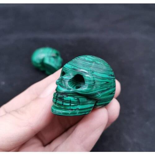 1.5" Artifical Malachite skull crystal carving home decoration Halloween and DIY decoration