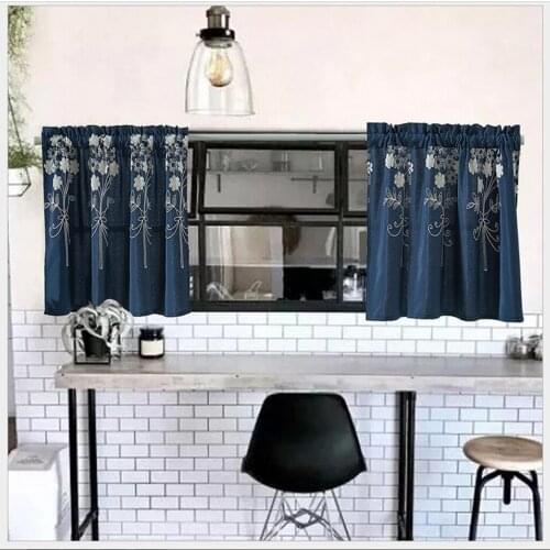 1 Panel Floral Blackout Half Window Covering Cafe Curtains Short Tier Curtains Drapes for Home Kitchen Cafe Door Decor