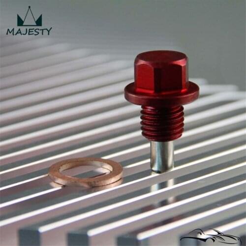1PCS M12x1.5 Magnetic Engine Oil Pan Drain Filter Adsorb Plug Bolt + Washer RED