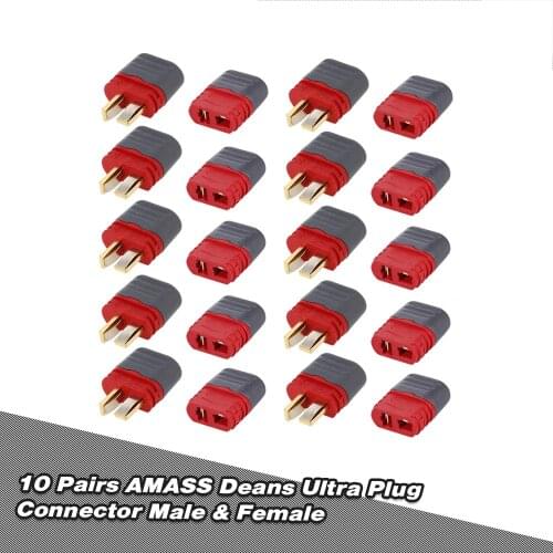 10 Pairs Original AMASS Deans T Plug Connector Male Female Set for RC Car FPV Racing Drone Quadcopter Multirotor Airplane Parts