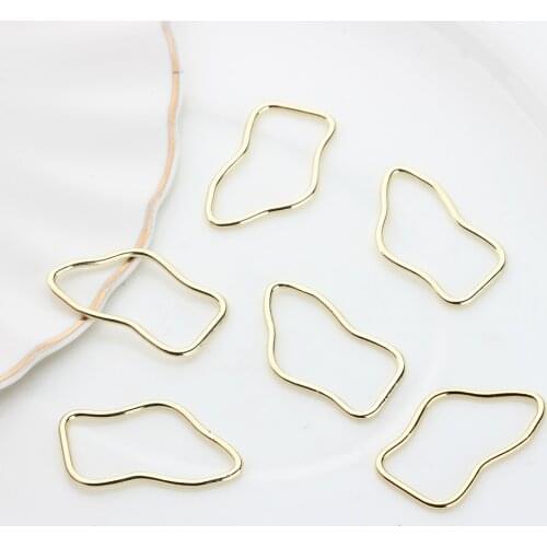 10pcs/lot Zinc Alloy Gold Geometric Ring Metal Pendant Hollow Golden Charms Bezel Setting UV Resin Charms Jewelry Accessories