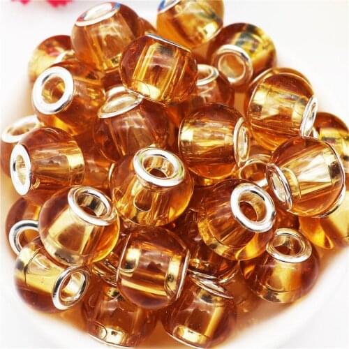 10Pcs Big Hole Murano Clear Glass Spacer European Beads Charm Fit Pandora Bracelet for Snake Chain Cord Necklace Jewelry Making