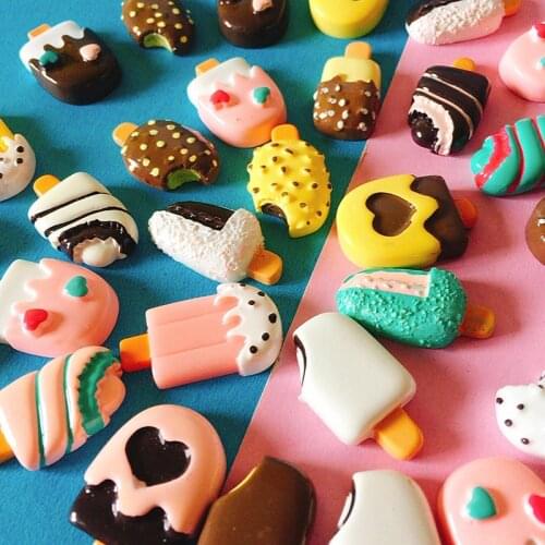 10 pcs flat back Popsicles/ ice suckers/miniatures food/cute/fairy garden gnome/moss terrarium decor/doll house/diy supplies