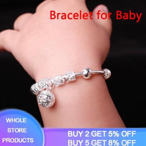 YANHUI 100% Original 925 Sterling Silver Bracelets For Little Boys And Girl Adjustable Figure Bracelets Child Kids Gift Jewelry