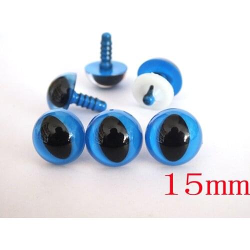 High quality 100 pcs 15 mm blue Cat eyes plastic eyes DIY Craft Bear Doll Animal Puppet Toy Doll Accessories