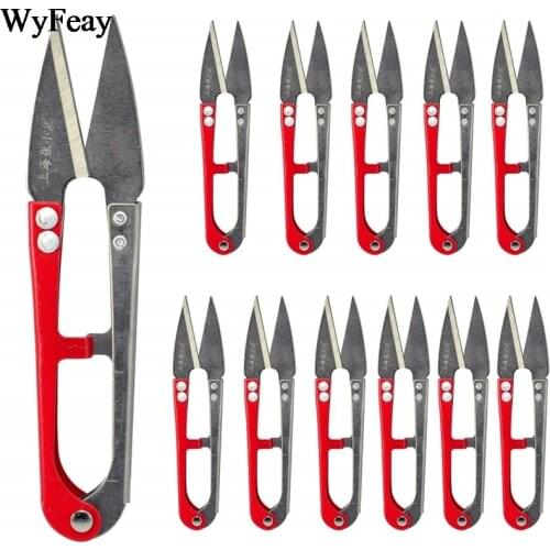 12Pcs/Lot Sewing Scissors U Shape Zigzag Scissors Sewing Embroidery Thrum Yarn Shears Metal Scissors Needlework Fabric Supplies