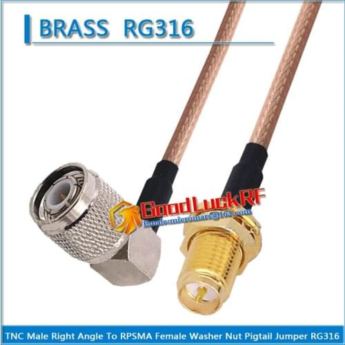 1X Pcs SMA Male Right Angle 90 Degree to RP-SMA RPSMA RP SMA Female Washer O-ring Bulkhead Mount Nut Pigtail Jumper RG316 Cable