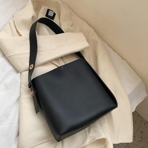 2 Pcs/set Small PU Leather Bucket Crossbody Composite Bags for Women 2021 Trend Branded Trending Shoulder Handbags and Purses