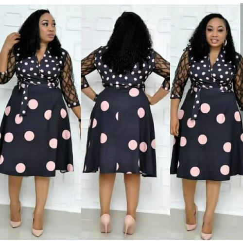 2021 new elegent fashion style summer african women beauty plus size knee-length dress BC841