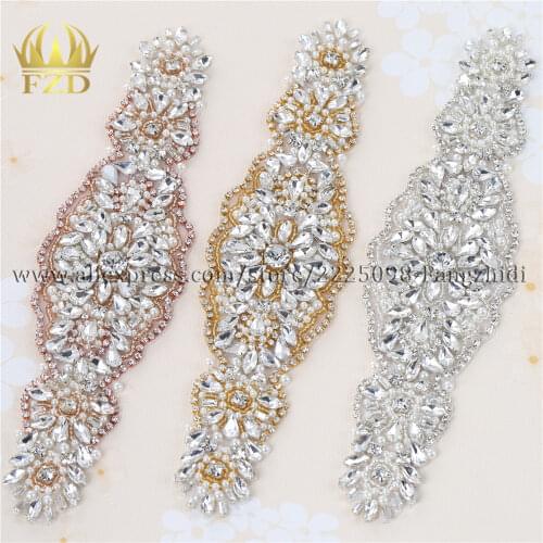 30 Pieces Wedding Rhinestones Dress Accessories Applique Gold Claw Sliver Motif Crystals Sewing Beaded Patches For Bridal Garter