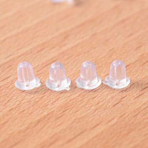 300Pcs/Lot Clear Earrings Back Plastic Earplug Mini Ear Cap Transparent Silicone Earplug For Womens Earring Jewelry Accessories