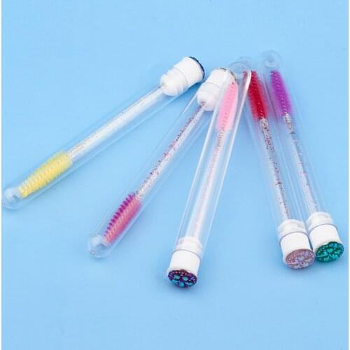 5/10/20pcs Reusable Eyelash Brush for Eyelash Extension Make up Brushes Crystal Eyebrow Brush Micro drill Separate tube