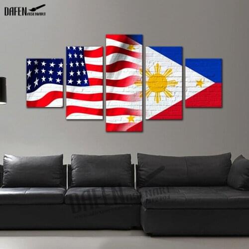 5 piece American Brazil Flag Painting HD Canvas Prints Paintings Home Decor Wall Art Picture for Living Room Framed Artwork