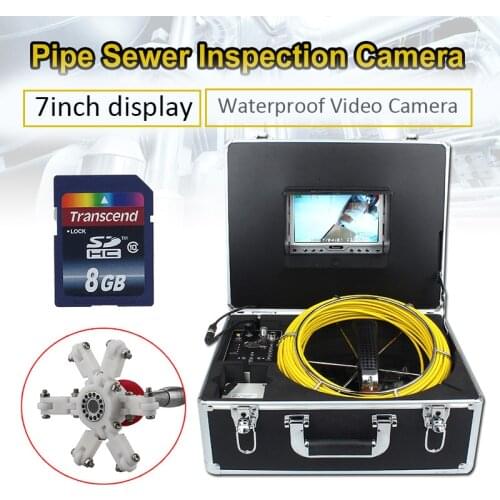 7D1 Industrial/ Home Inspection camera for exhaust pipe sewage road pipeline chimney 20-50M yellow cable waterproof Endoscope