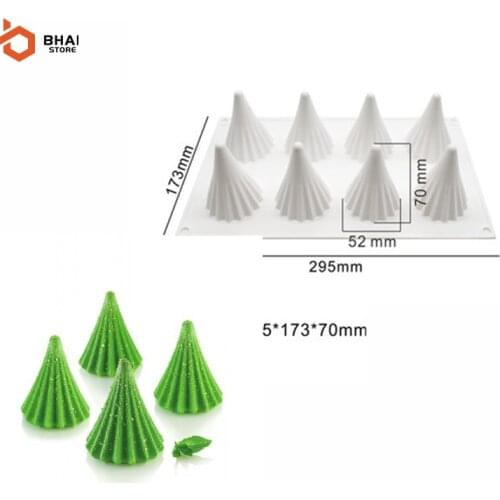 8 Cavity Christmas Tree 3D Cake Silicone Mold For Kitchen Baking Cake DIY Fondant Jelly Pudding Pastry Bakeware Decor Tools