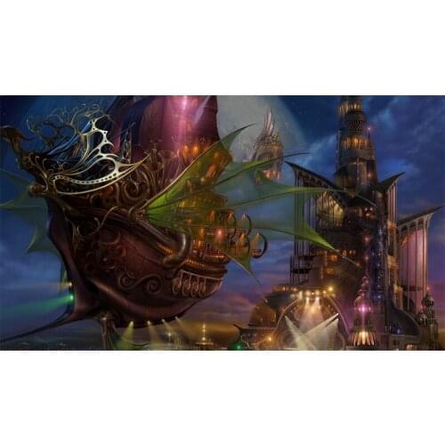 Flying ship near the castle diamond Embroidery diy diamond painting diamant painting 3d cross stitch diamond pictures H184