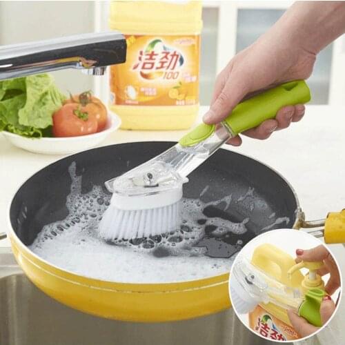 Automatic Liquid Washing Dish Brushes Kitchen Gadgets Cleaning Brush Sink Floor Cleaning Tools Non-Stick Oil Scouring Pad