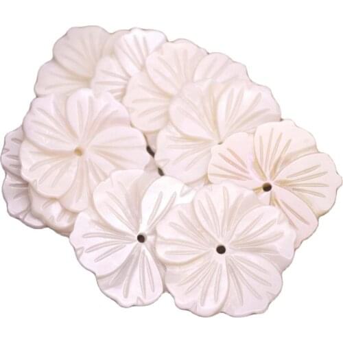 10 PCS White Mother of Pearl 28mm Flower Shell Necklace Pendant Jewelry Making