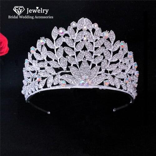 CC Tiaras and Crowns Large Crown Hairband Wedding Hair Accessories for Women Bridesmaids Headdress Party Jewelry Leaf Shape YQ32