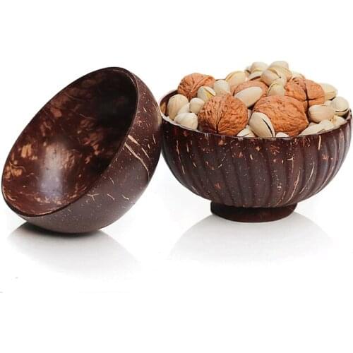 Coconut Bowl set Smoothie Salad Dessert Shop Container Naturally Processed and Smooth Coconut Shell wooden bowl Beach smoothie