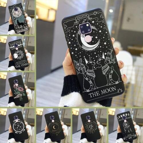 Phone Case For Huawei Mate 20 10 9 Lite Soft Silicone Cool Tarot Black Cat Moon Sun Back Cover For Huawei Mate 7 8 9 10 Pro