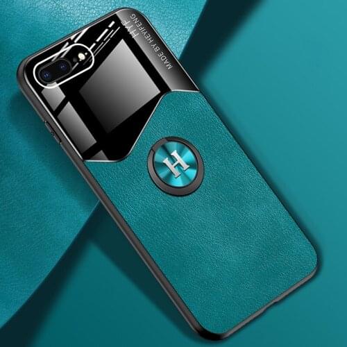 Luxury Shockproof Silicone Car Magnetic Ring Holder PU Leather Phone Case For iPhone 8 7 6 Plus 12 Pro Back Cover Fundas Coque