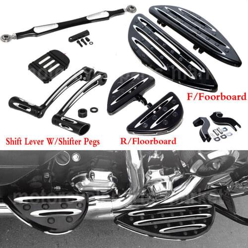 Black Heel Toe Shift&Linkage&F&R Passenger Driver Floorboard&Pedal For Harley Touring Street Glide Road King FLH/T FLHX FLHR