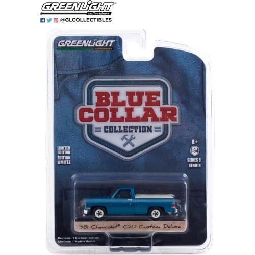 GreenLight 1:64 1981 Chevrolet C20 Custom Deluxe with Bed Cover Alloy toy cars Metal Diecast Model Vehicles For Child Boys gift