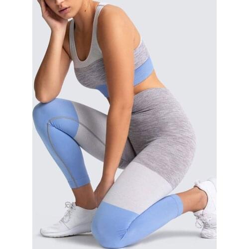 2PCS Seamless Yoga Set Girls Gym Fitness Breathable Clothing Sports Bra And High Waist Yoga Leggings Seamless GYM Sport Suit