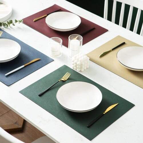 Nordic Leather Placemats Waterproof Oilproof Western Table Pads Tableware Solid Color Non Slip Bowl Mat