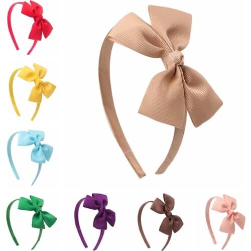 1 PCS Grosgrain Ribbon Bows Elastic Hairband Fashion Handmade Bowknot Baby Girls Hair Hoop Children Headwear Clothing Decoration