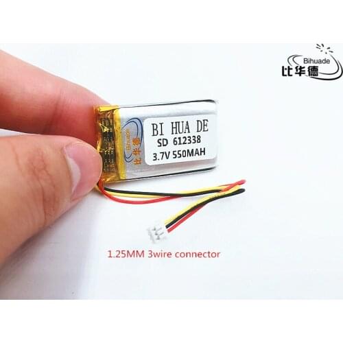 Li-po Li-polymer MODEL 612338 602338 550mah 3.7V lithium polymer battery MP3 MP4 GPS The connector