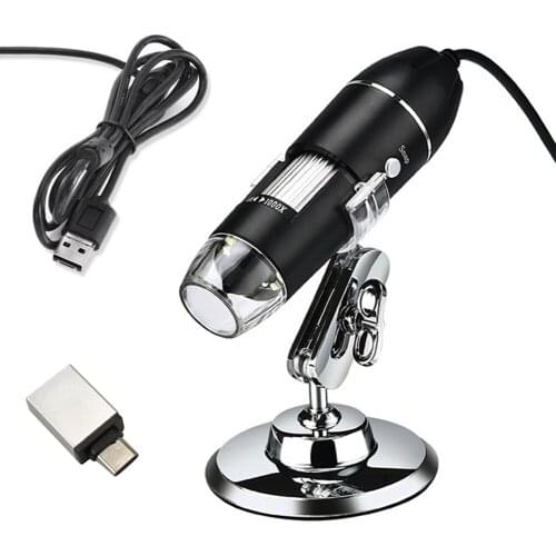 3-in-1 Microscope 1600X HD Smartphones Repairing Digital Electron Microscope Magnifier Camera 8 LEDs with Bracket