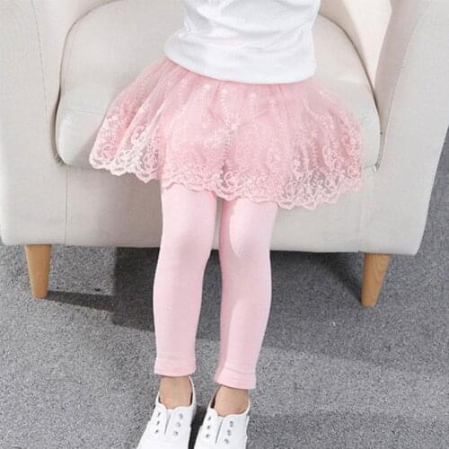 Girls Cute Skirt Pants Spring and Autumn Navy Leggings Gray Skirt Girls Baby Lace Pants Culottes Princess K3L6