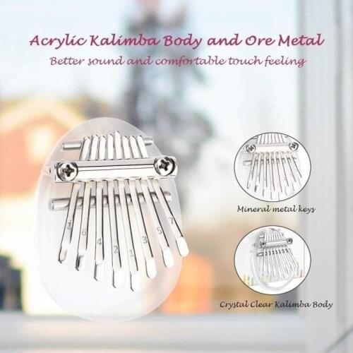 Mini 8 Key Kalimba Thumb Finger Piano Portable Musical Finger Piano Acrylic/Wooden for Child Gift Beginners Musical Instruments
