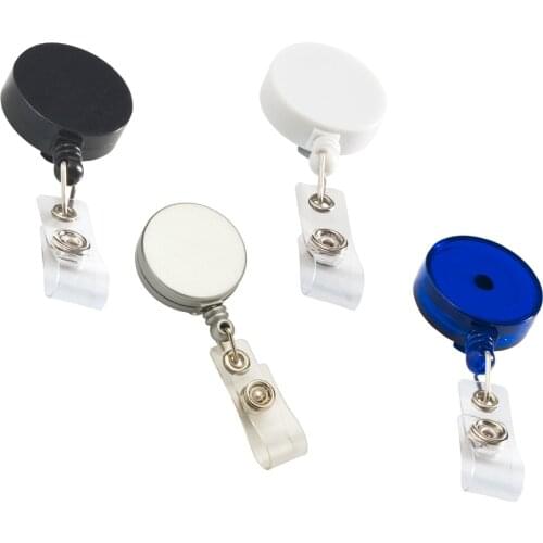 Lot 50pcs Flat Badge Reel Holder,Retractable ID Card Roller Clip, w/ Waist Buckle,Nylon Rope,Hospital Nurse&Office Display