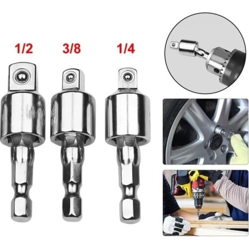 Electric drill socket adapter set 360 degree rotating socket 1/4" 3/8" 1/2" connecting conversion rod impact driver tool