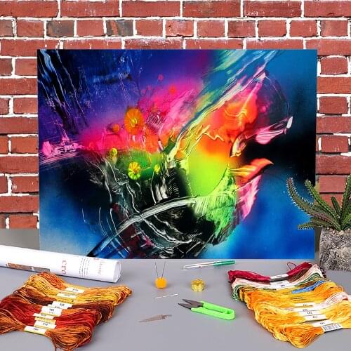 Landscape Yellow Flowers Pre-Printed 11CT Cross-Stitch Set DIY Embroidery DMC Threads Sewing Craft Needlework Adults