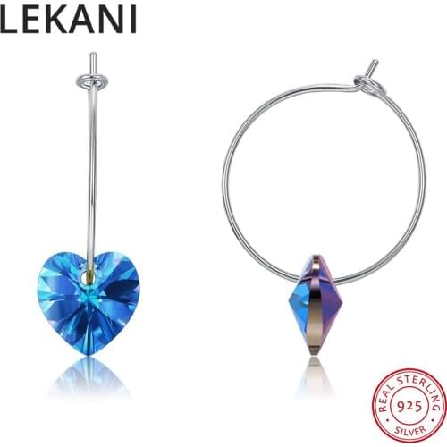 Real 925 Silver Small Hoop Earrings Heart Crystals From Swarovski Jewelry For Women Party Wedding Female Round Earrings Bijoux