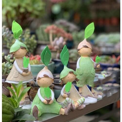 Outdoor Pastoral Cute Plant Doll Character Resin Ornament Courtyard Garden Sculpture Craft Figurines Decoration Park Accessories