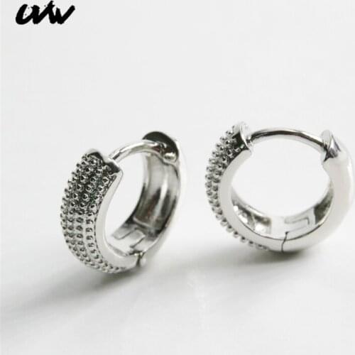 UVW406 2pc Punk Round Cooper Hoop Earrings for Men Women Inner Size 8mm Pendienties Brincos Fashion Jewelrys Silver Color
