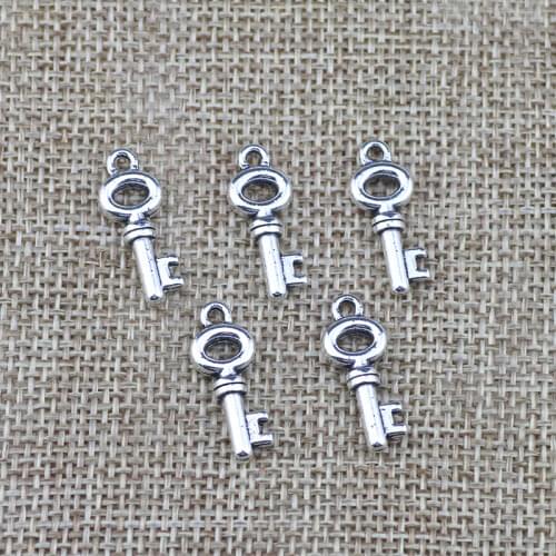 20 Pieces 8*21mm Antique Silver Color Key Wicca Charms Vintage Pendant Keychains Accessory For DIY Jewelry Making