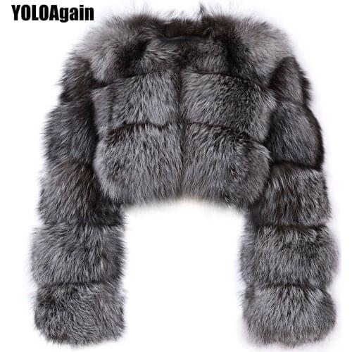 YOLOAgain High Quality Winter Women Real Fox Fur Short Jacket Coat